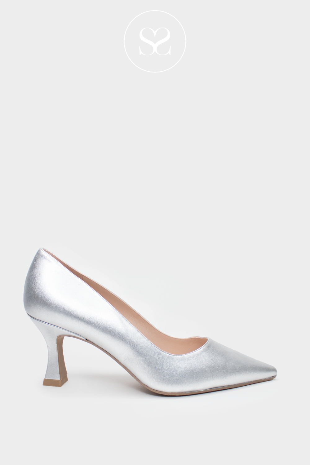 Silver heeled court shoes discount