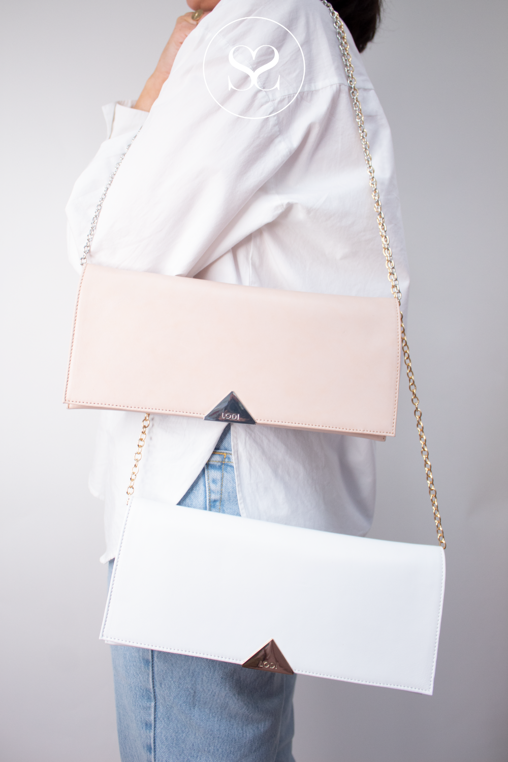 LODI L-1501 / L-1610 NUDE LEATHER ENVELOPE CLUTCH BAG