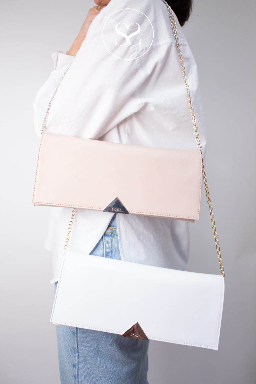 LODI L-1501  NUDE LEATHER ENVELOPE CLUTCH BAG