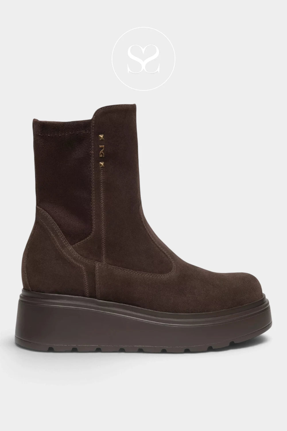 Nero Giardini Brown Suede Wedge Boots - I618111D