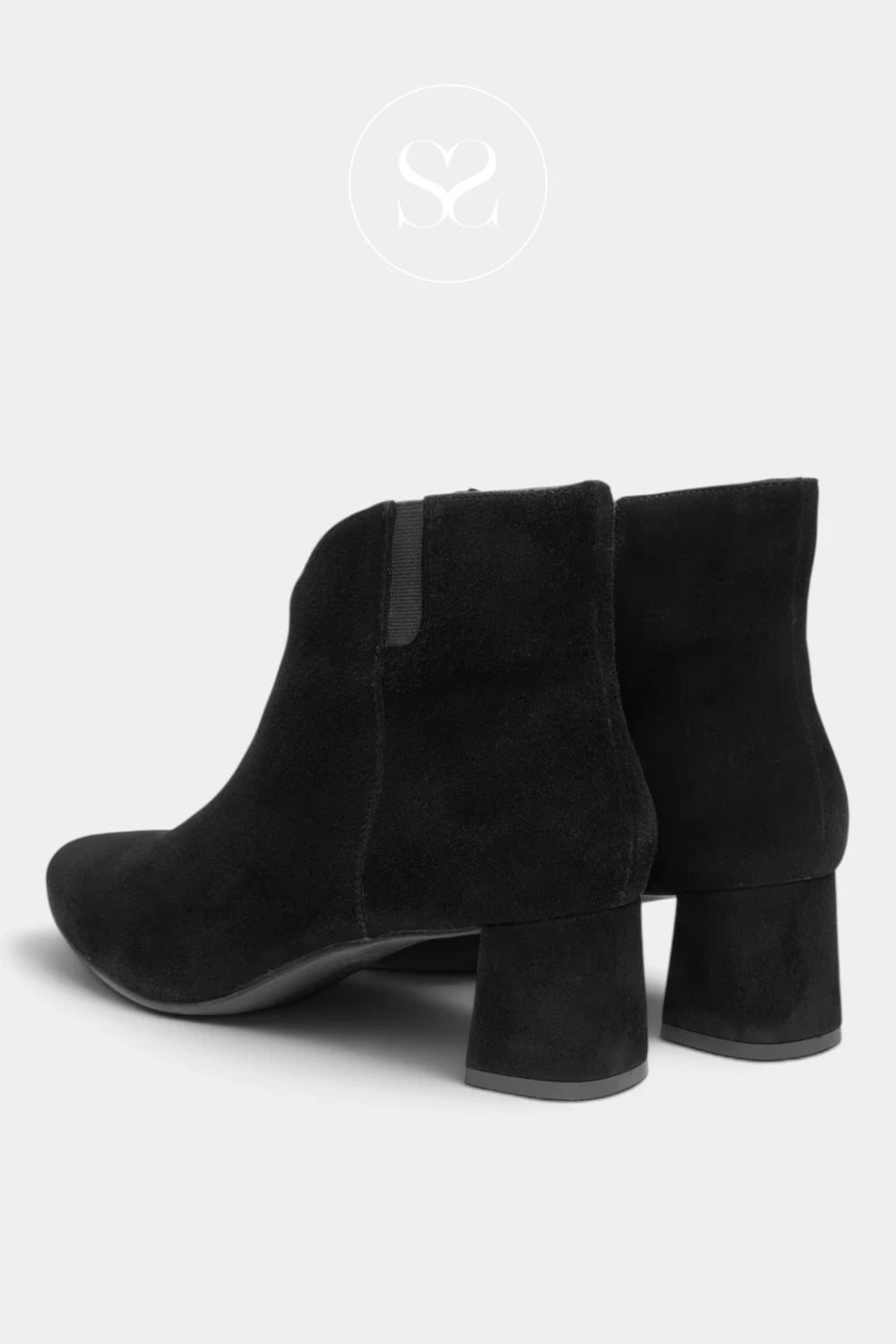 Ara Black Suede Pointed Toe Ankle Boots - 12-52408