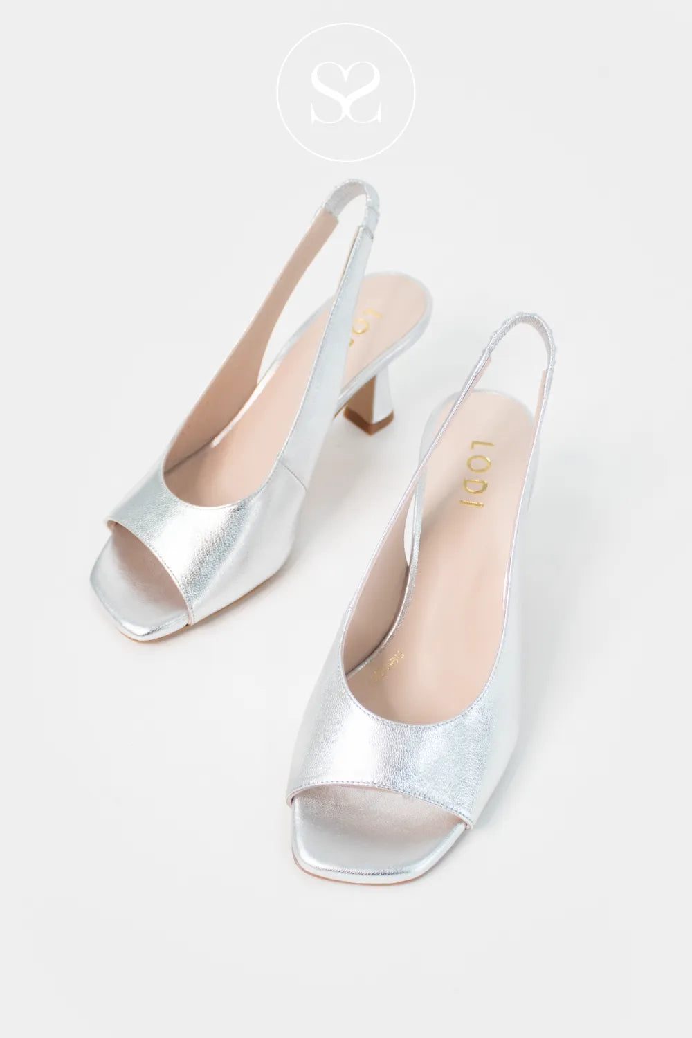 LODI Silver Slingback Sandals - LUDVIG Stylish flared court heel offering an elegant lift and modern edge.