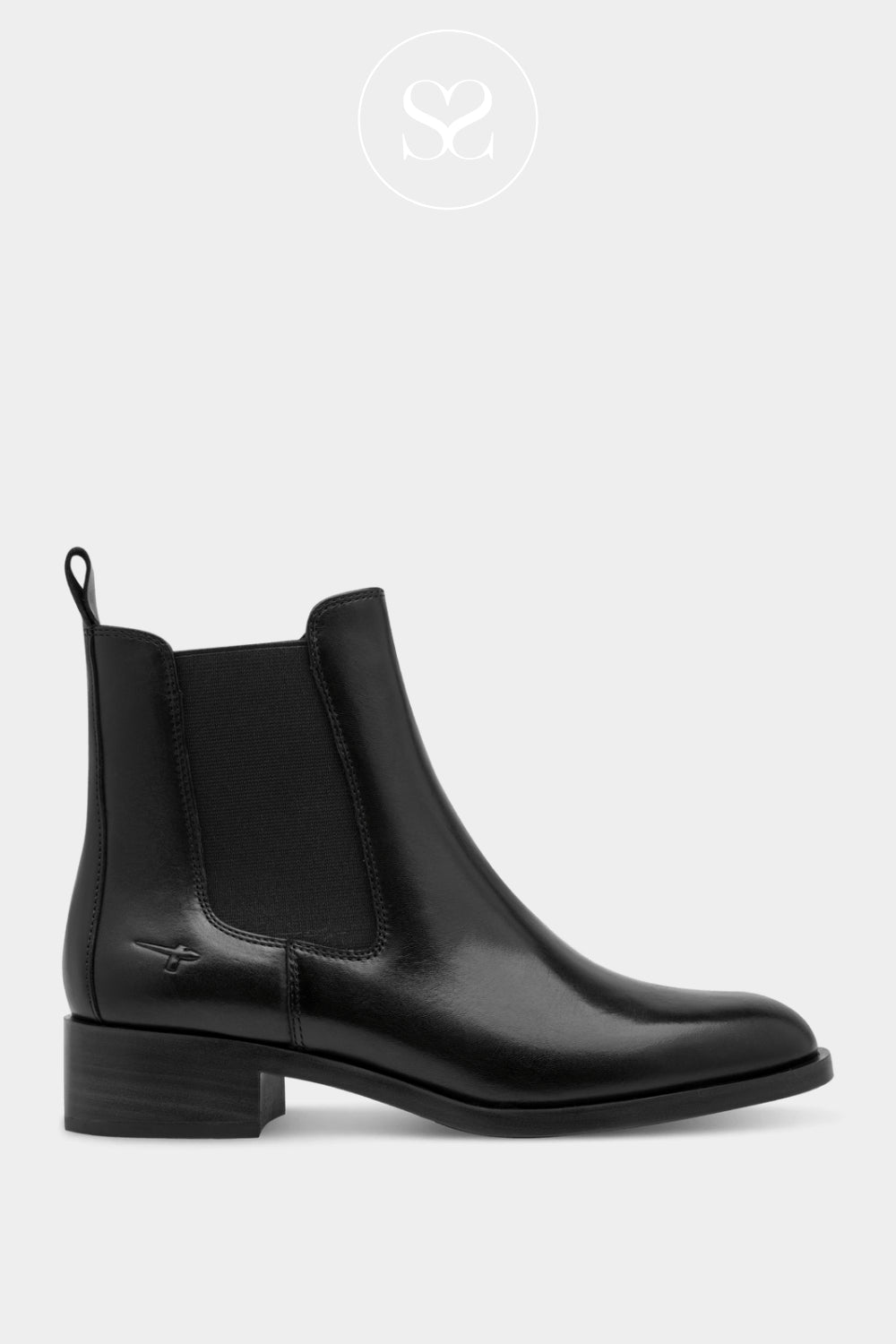 Tamaris Black Leather Round Toe Chelsea Boots — 1-25361 Ireland