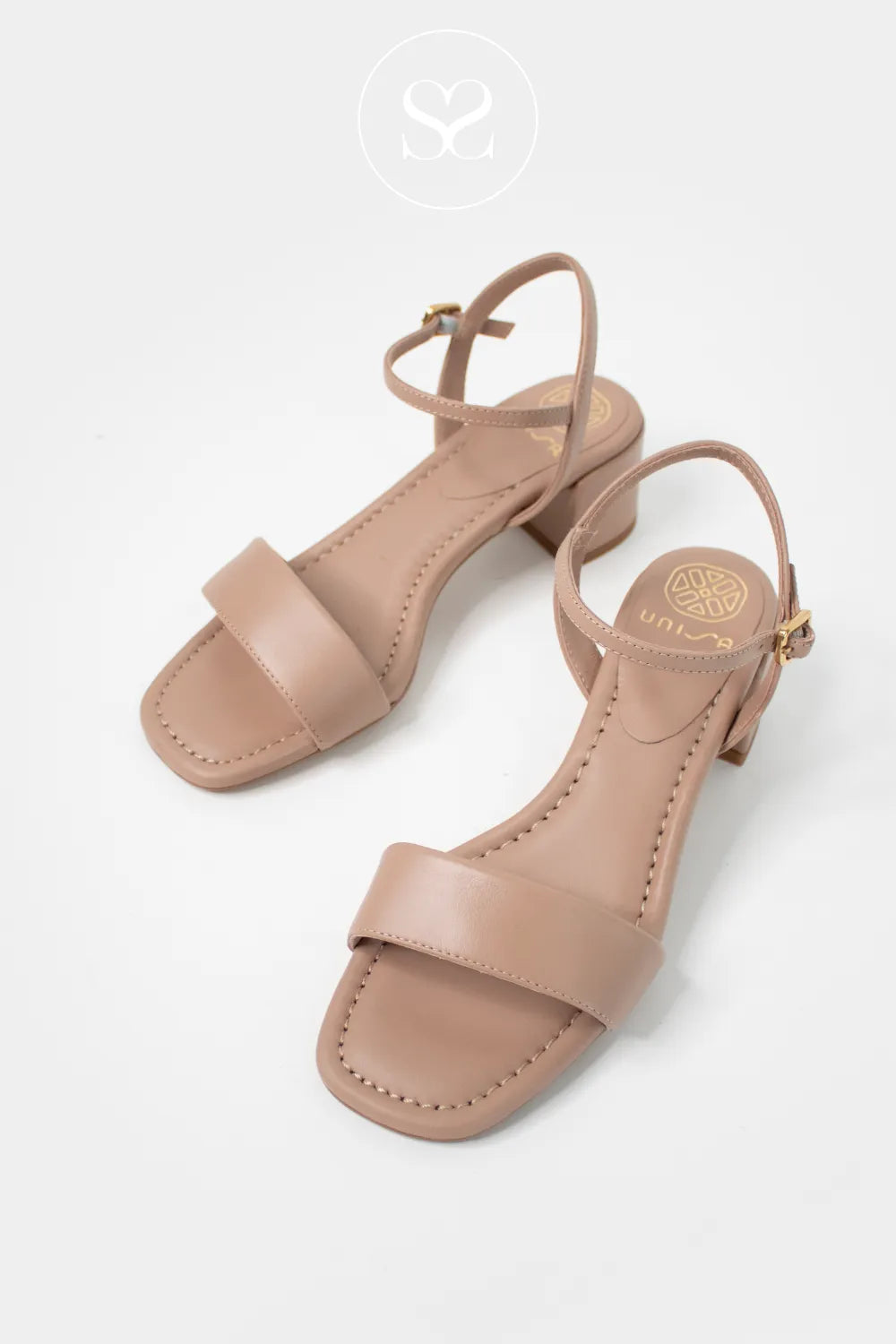 Unisa Dark Nude Block Heeled Sandals-Kiala cushioned sole for all day comfort