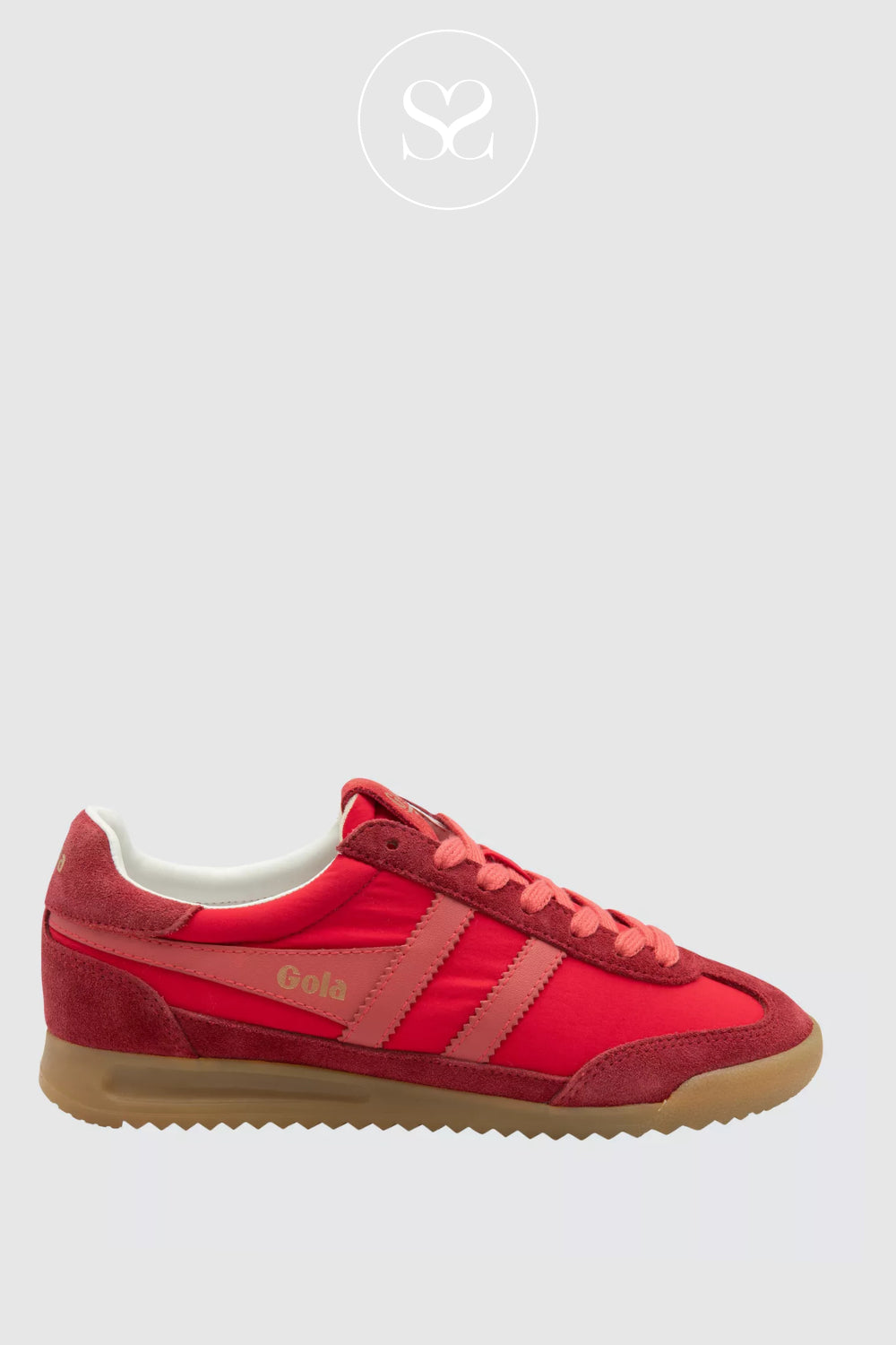 GOLA RED/CORAL RETRO GUM SOLE TRAINERS FIREFLY