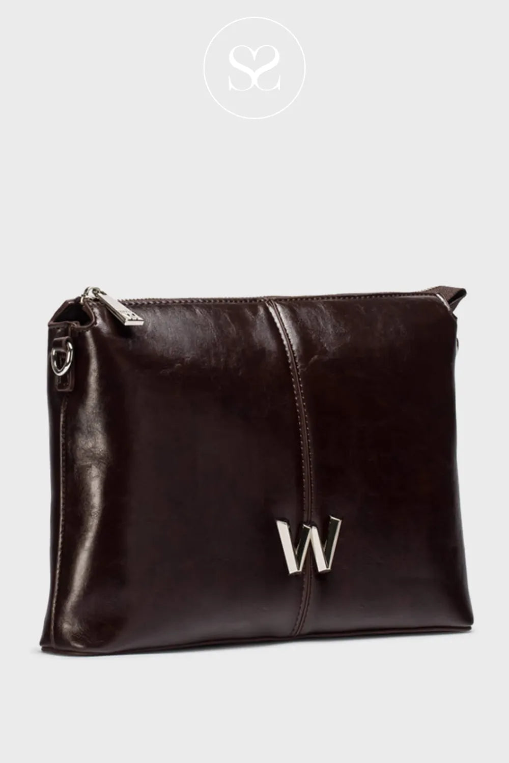 WONDERS DARK BROWN SHOULDER BAG WB-54022 FOR WOMEN WITH ZIP OPENING AND REMOVABLE STRAP