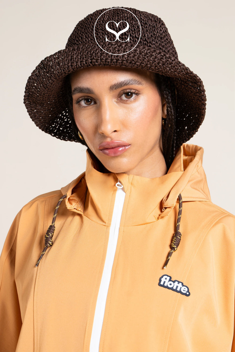 Flotte Lightweight Orange Rain Wear with Adjustable Drawstrings