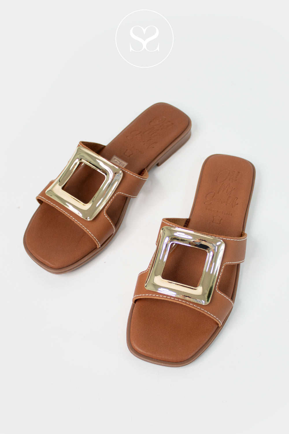 Oh My Sandals Tan Flat Slider Sandals 5820