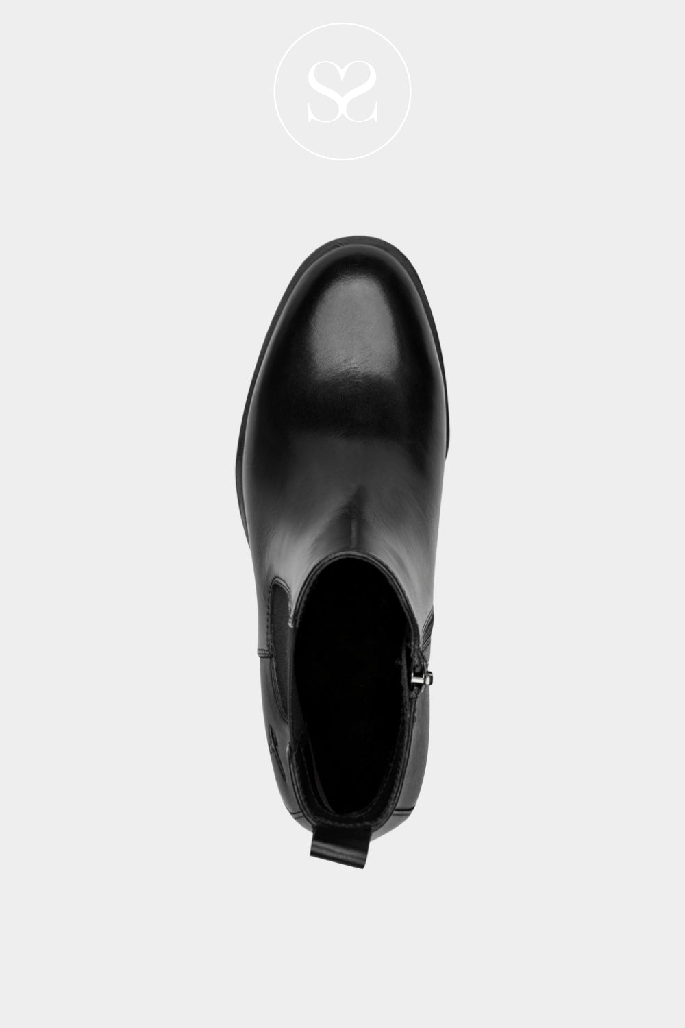 Tamaris Black Leather Chelsea Boots with a Rounded toe for Women in Ireland