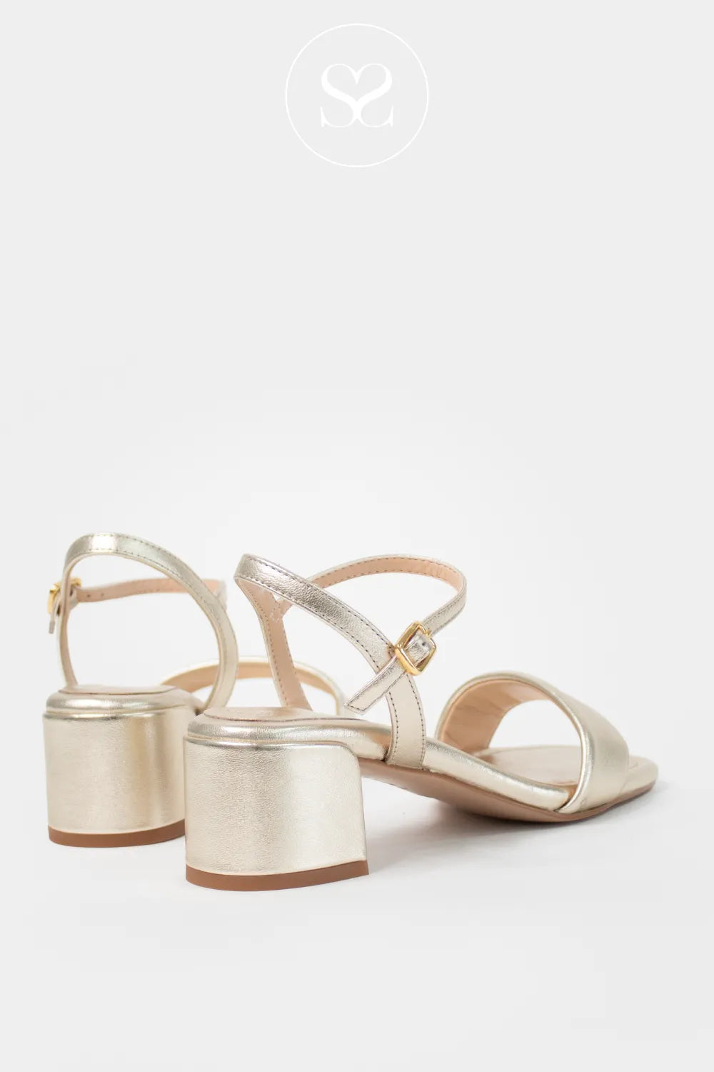 Unisa Gold Block Heeled Sandals-Kiala