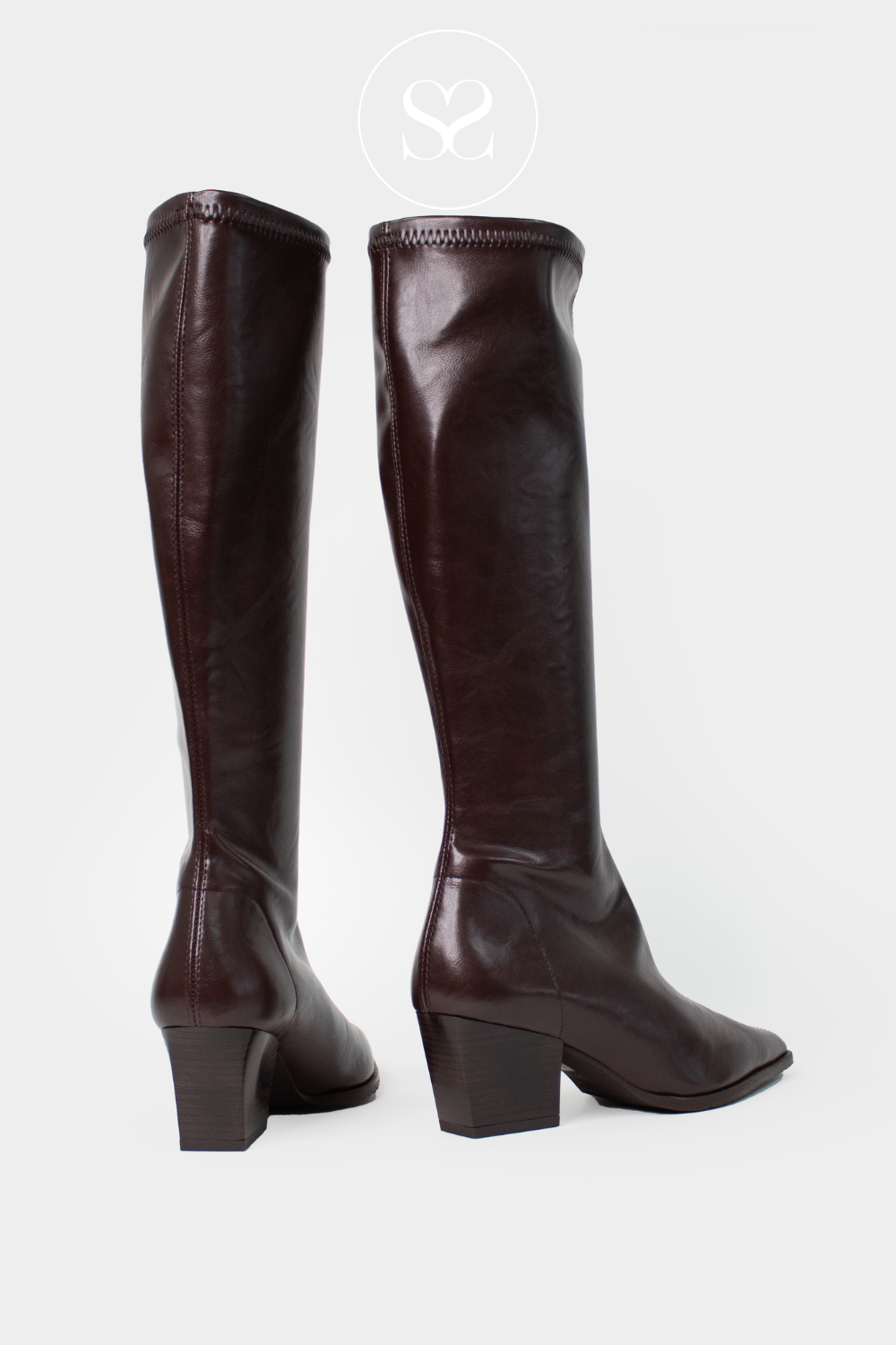 MISS ELASTIC CHOCOLATE BROWN KNEE HIGH SOCK BOOTS - 78150
