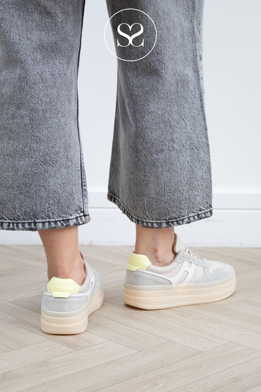 DRILLEYS Grey (Whipped) Flatform Trainers NINETY THREE