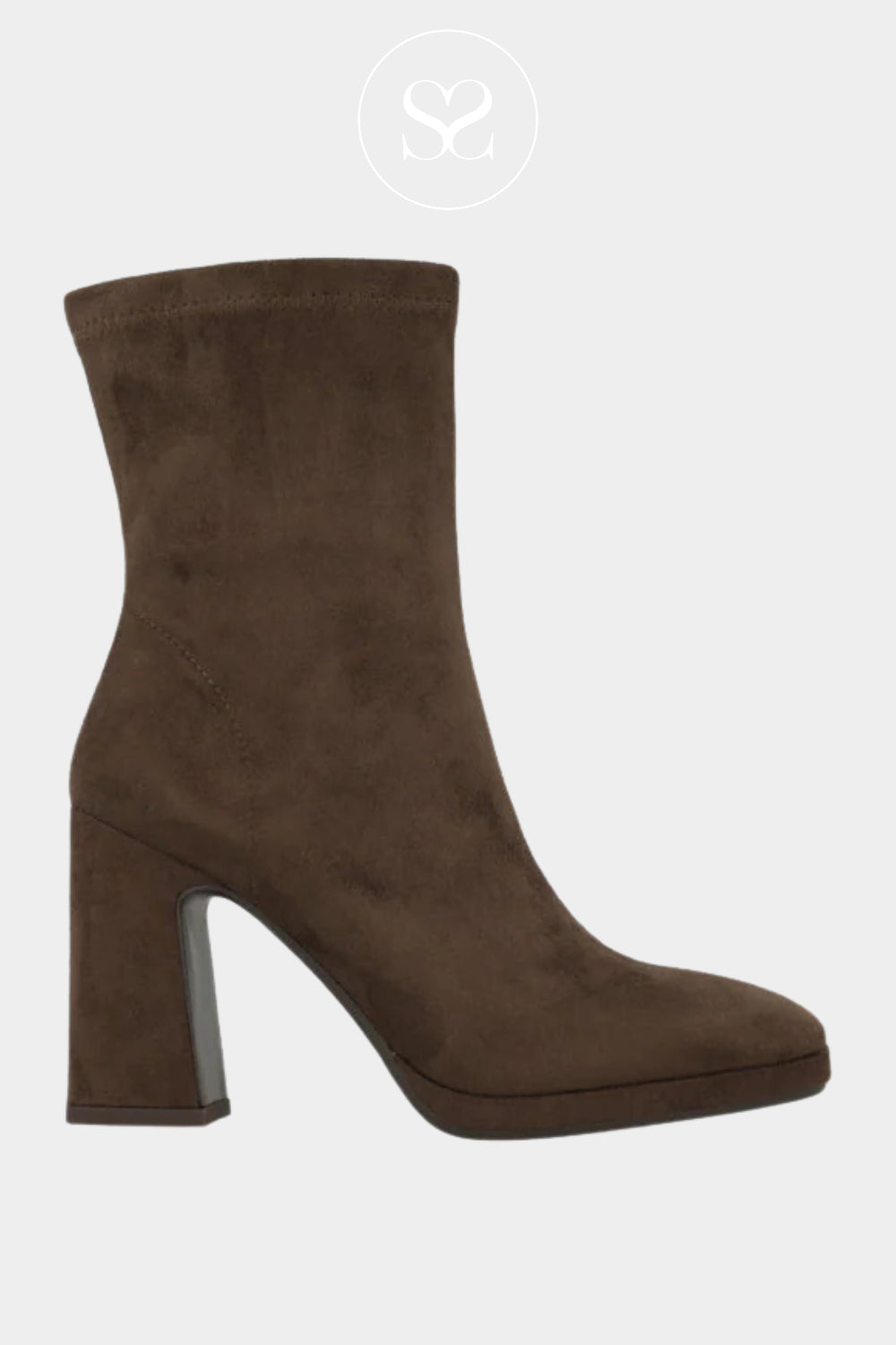 LODI BROWN SUEDE BLOCK HEEL PLATFORM ANKLE BOOTS - LAIRA