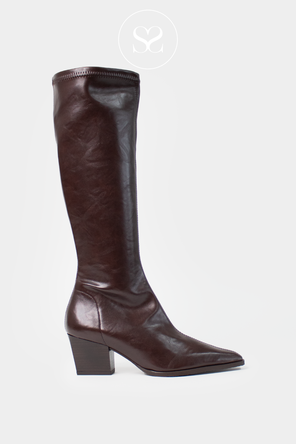 MISS ELASTIC CHOCOLATE BROWN KNEE HIGH SOCK BOOTS - 78150