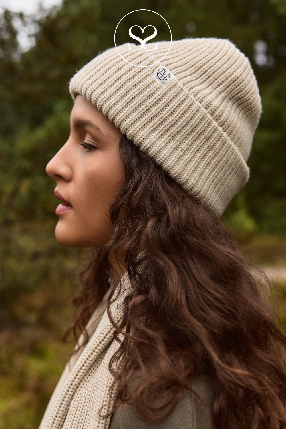 MOSS COPENHAGEN Beige Beanie Hat - Rachelle