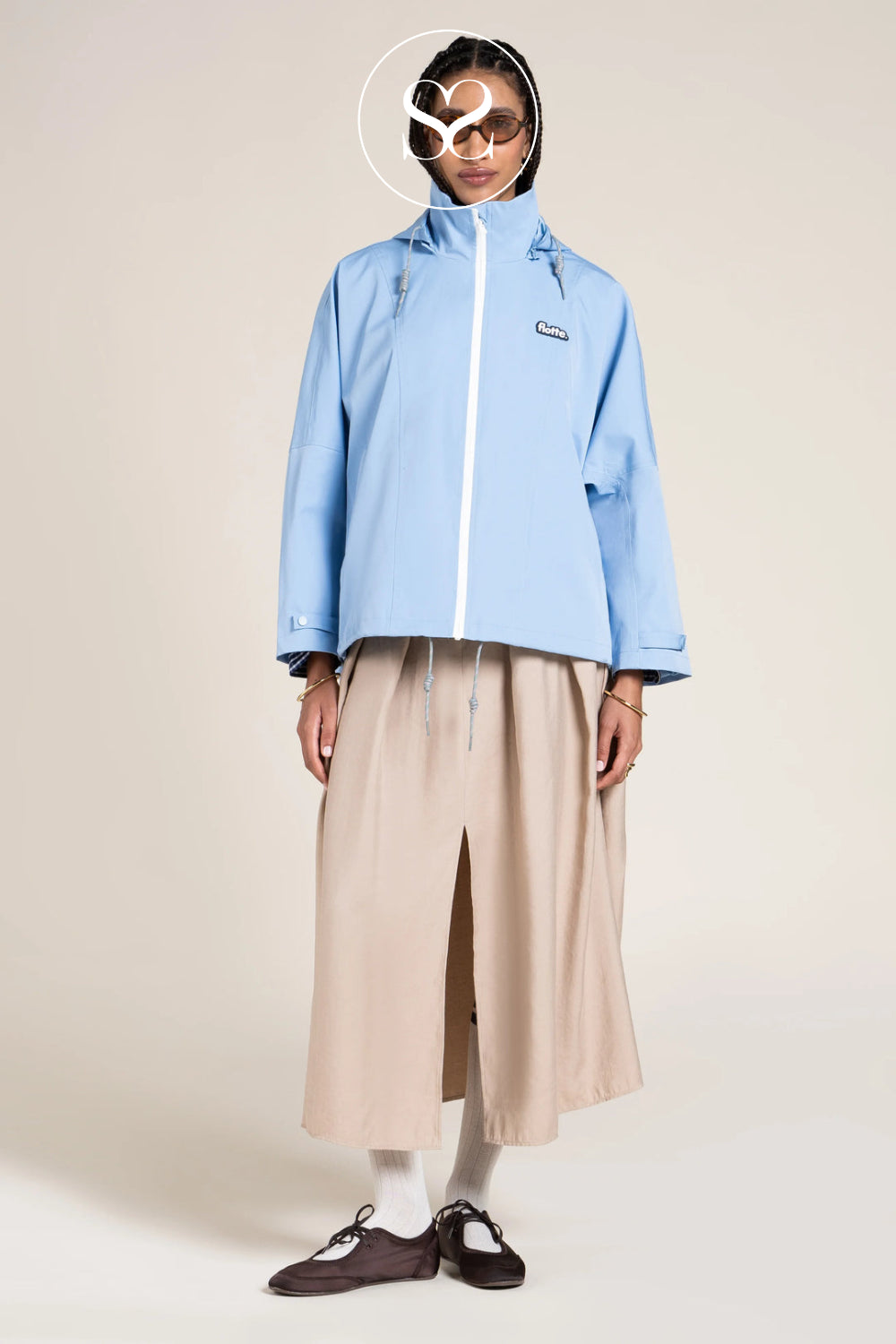 Flotte Stylish Blue Oversized Rain Jacket for Women