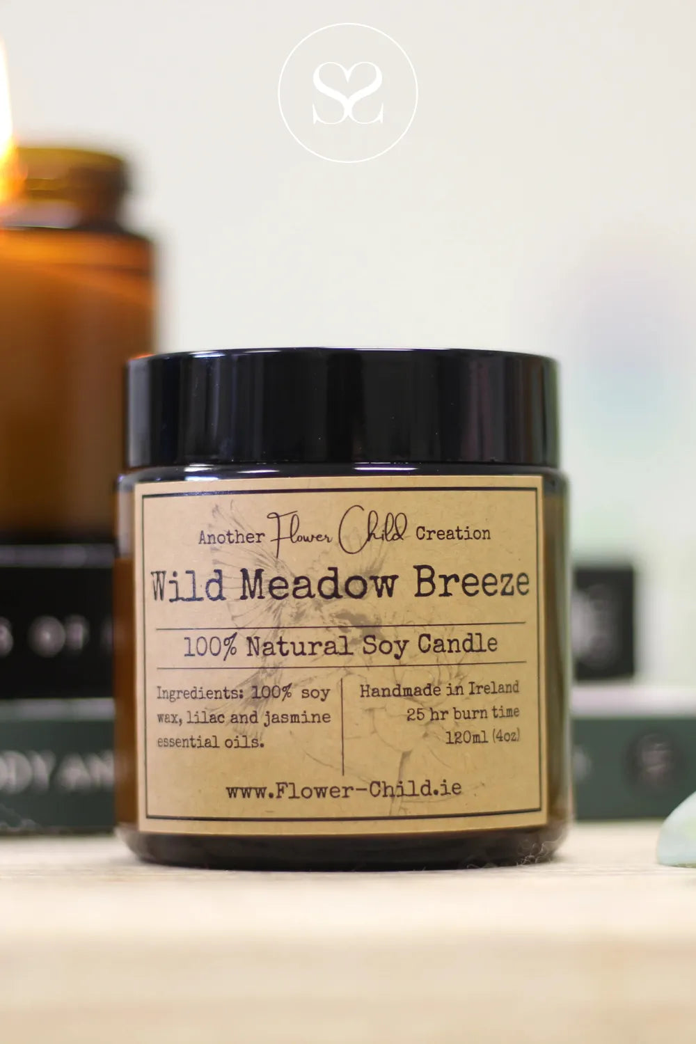 FLOWER CHILD CANDLE - WILD MEADOW BREEZE CANDLE WITH LONG 25 HOUR BURN TIME