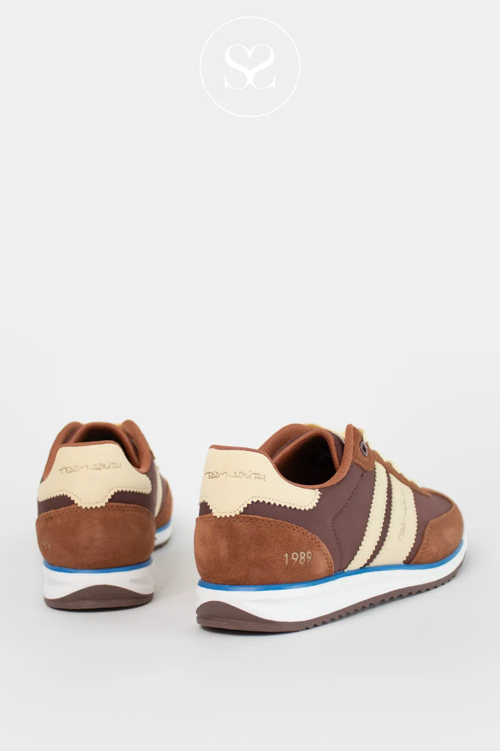 TEDDY SMITH 120320 BROWN/YELLOW RETRO SPORTY TRAINERS