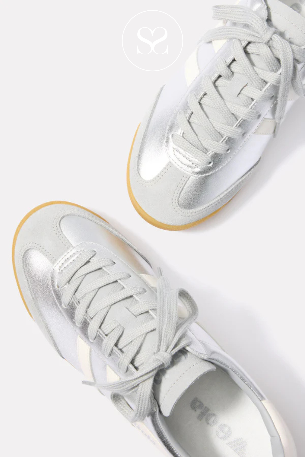 Gola Torpedo trainers for women in Silver and white with gum sole