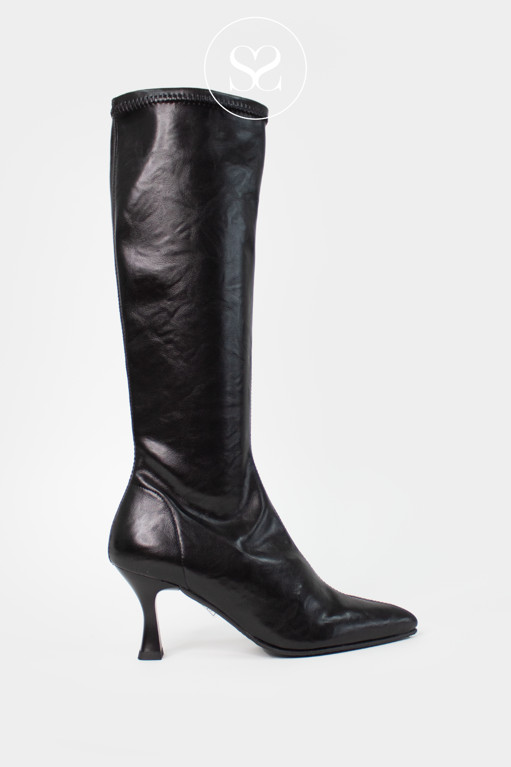 Miss Elastic Black Knee High Sock Boots - 78041