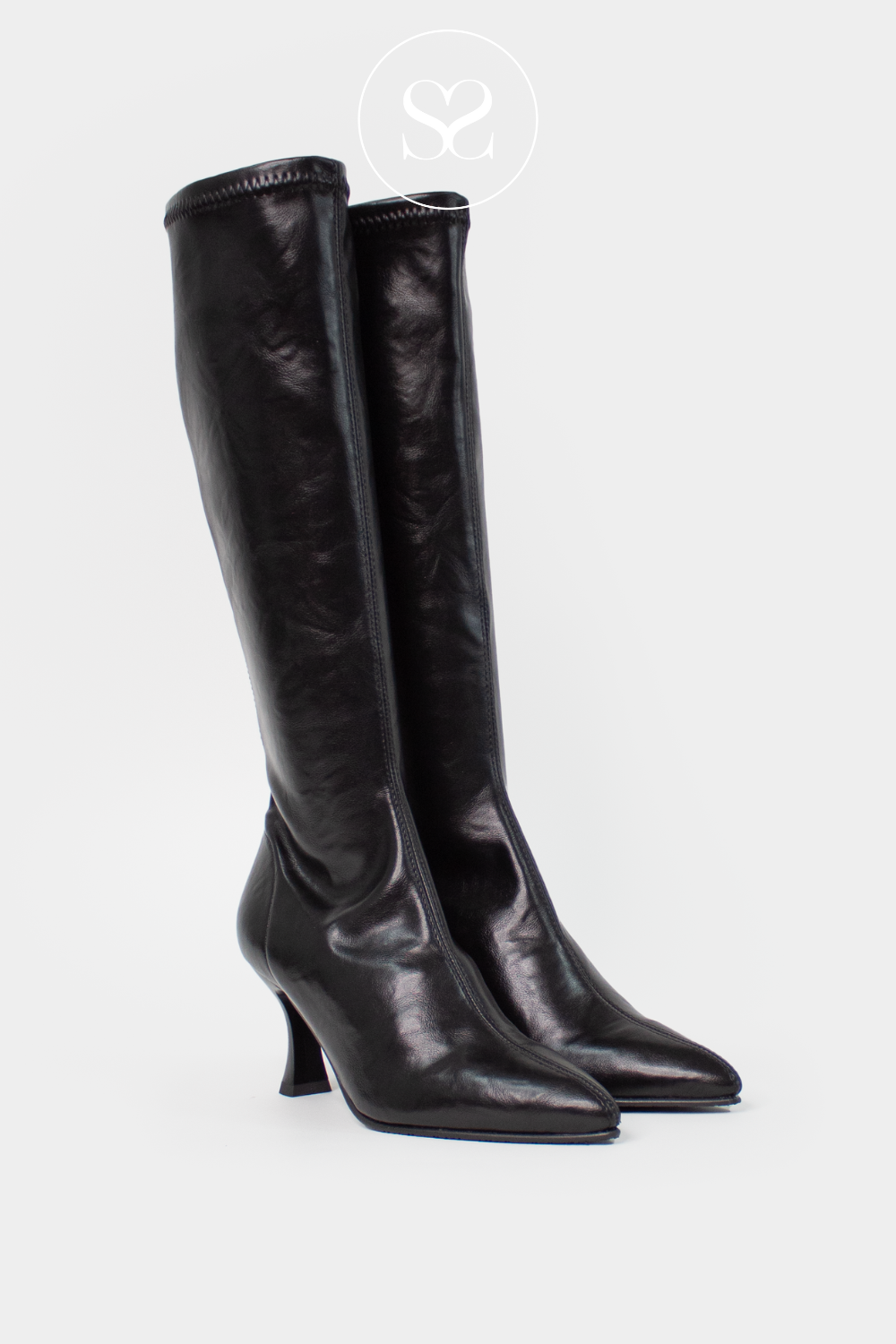 Miss Elastic Black Knee High Sock Boots - 78041