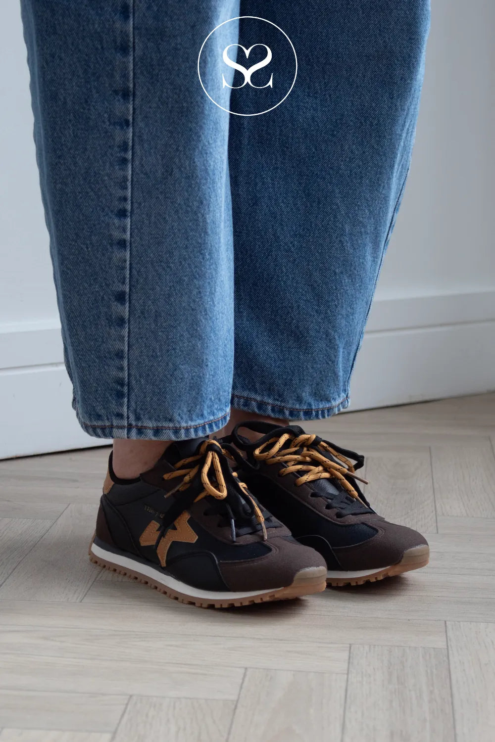 Teddy Smith Black and Brown Sporty Retro Trainers - 121131
