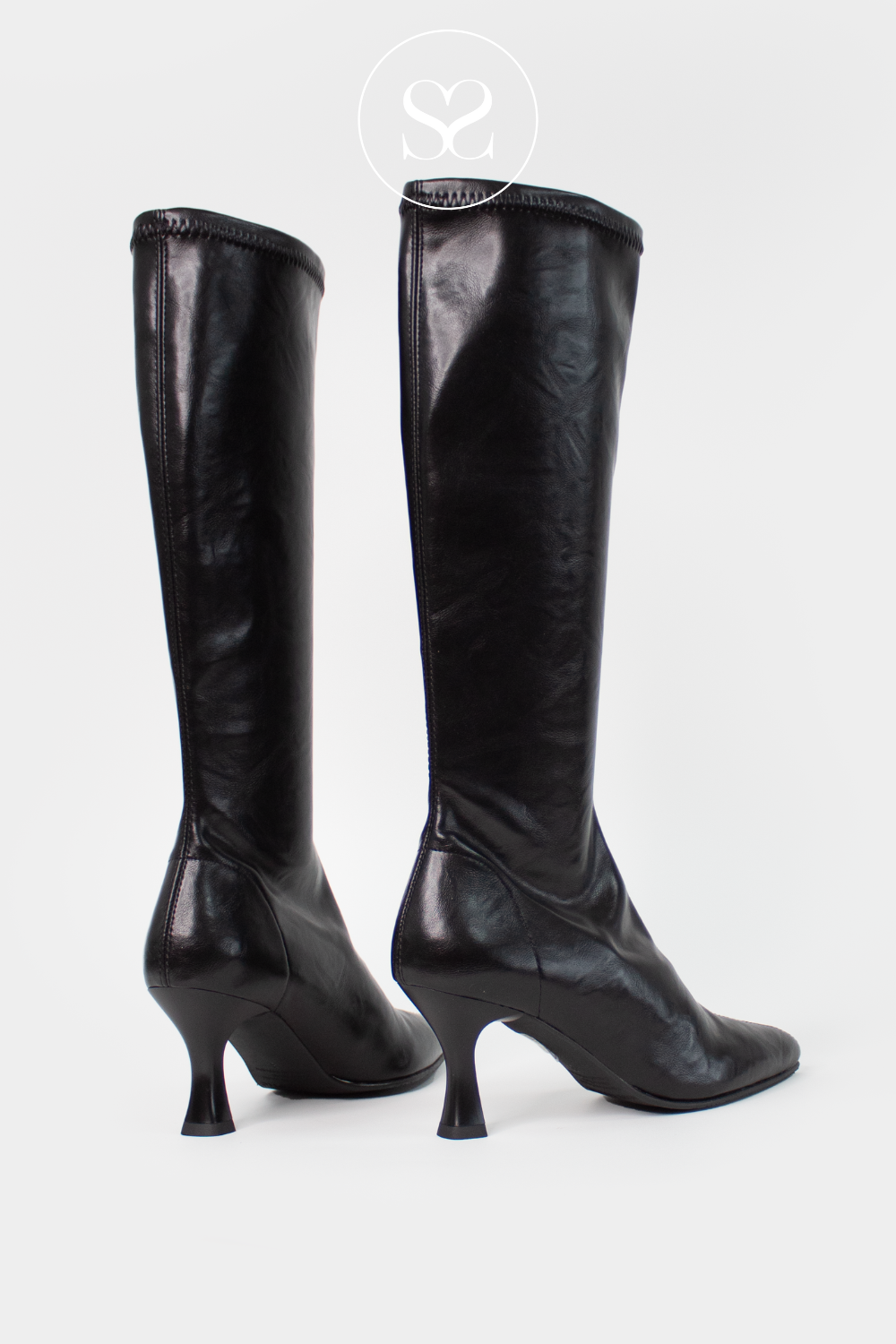 Miss Elastic Black Knee High Sock Boots - 78041