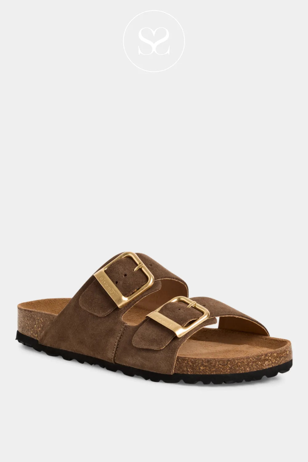 Tamaris Chocolate Brown Double Buckle Slider Sandals 1-27543-42