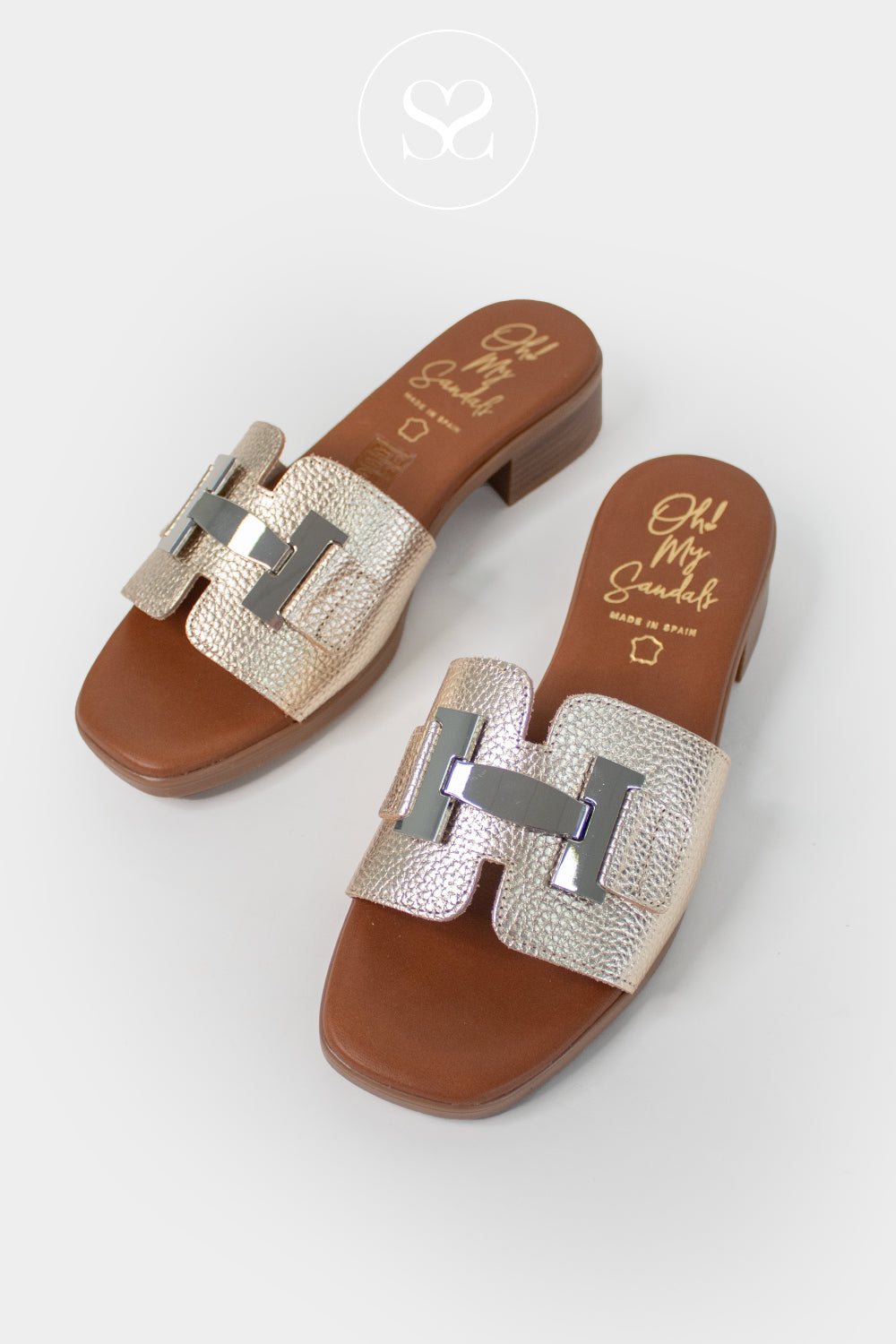 Oh My Sandals Gold Slider Sandals 5890