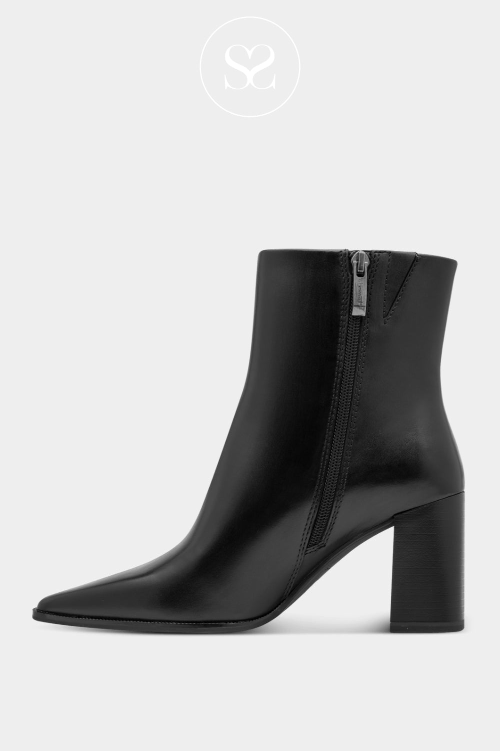 Tamaris Black ankle boot with a block heel and a Zip Closure for Women in Ireland