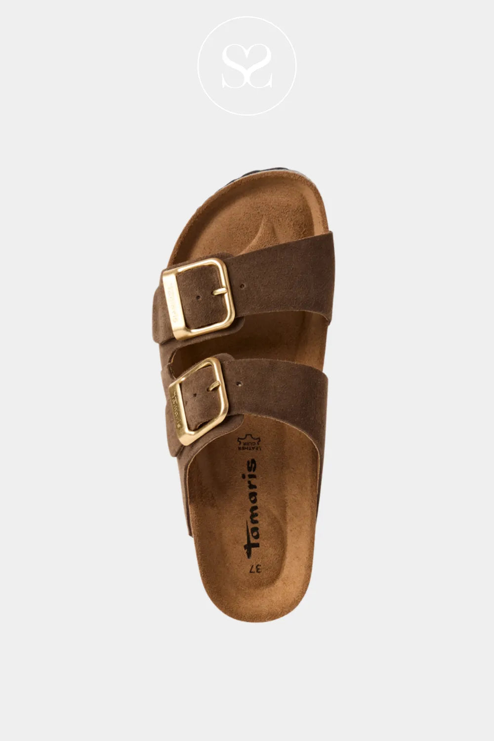 Tamaris Chocolate Brown Double Buckle Slider Sandals 1-27543-42
