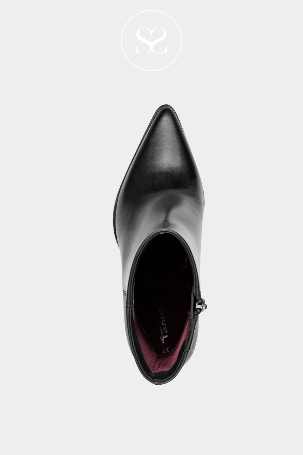Tamaris Black Leather Pointed Toe Ankle Boots — 1-25394 for Women in Ireland