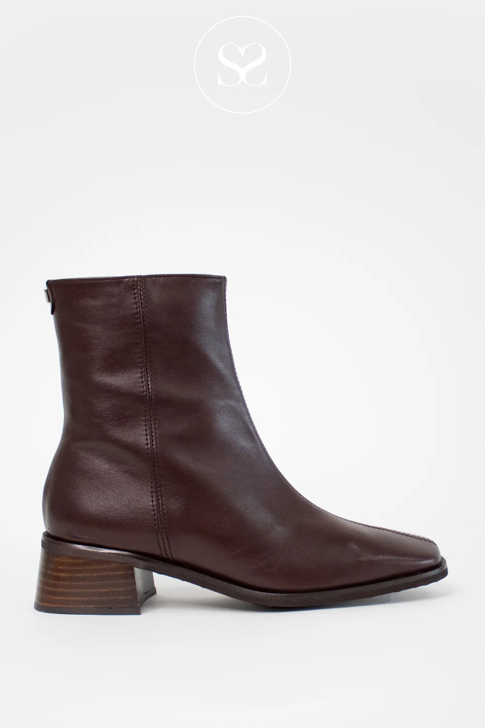WONDERS CHOCOLATE BROWN BLOCK HEEL ANKLE BOOTS D-1601