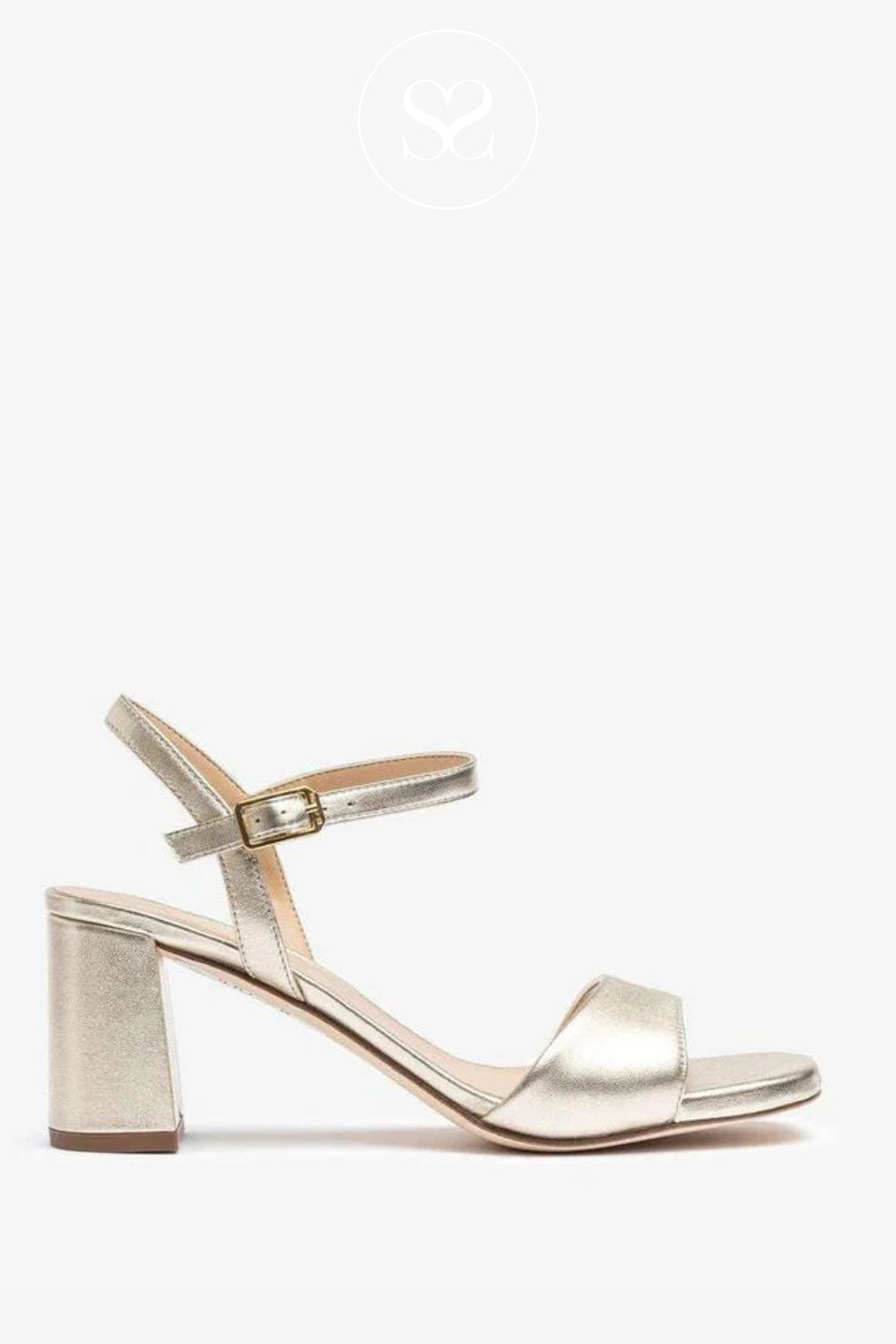 Unisa Gold Block Heeled Sandals - Moraty
