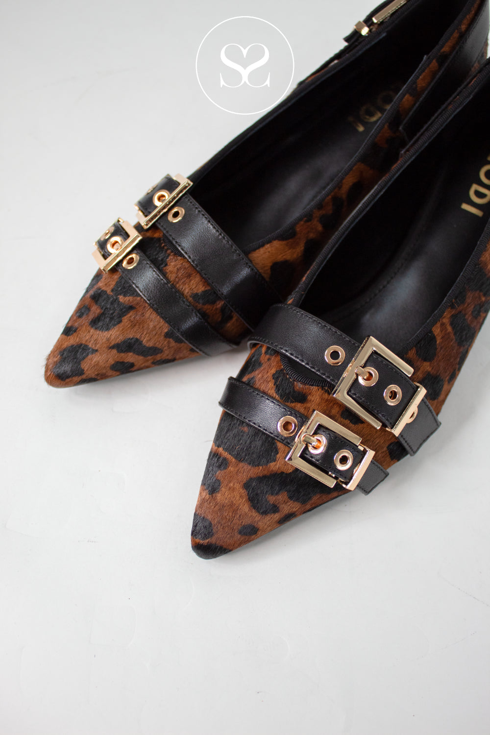 LODI LEOPARD PRINT KITTEN HEEL COURT WITH BUCKLES - A-ROMULO-P