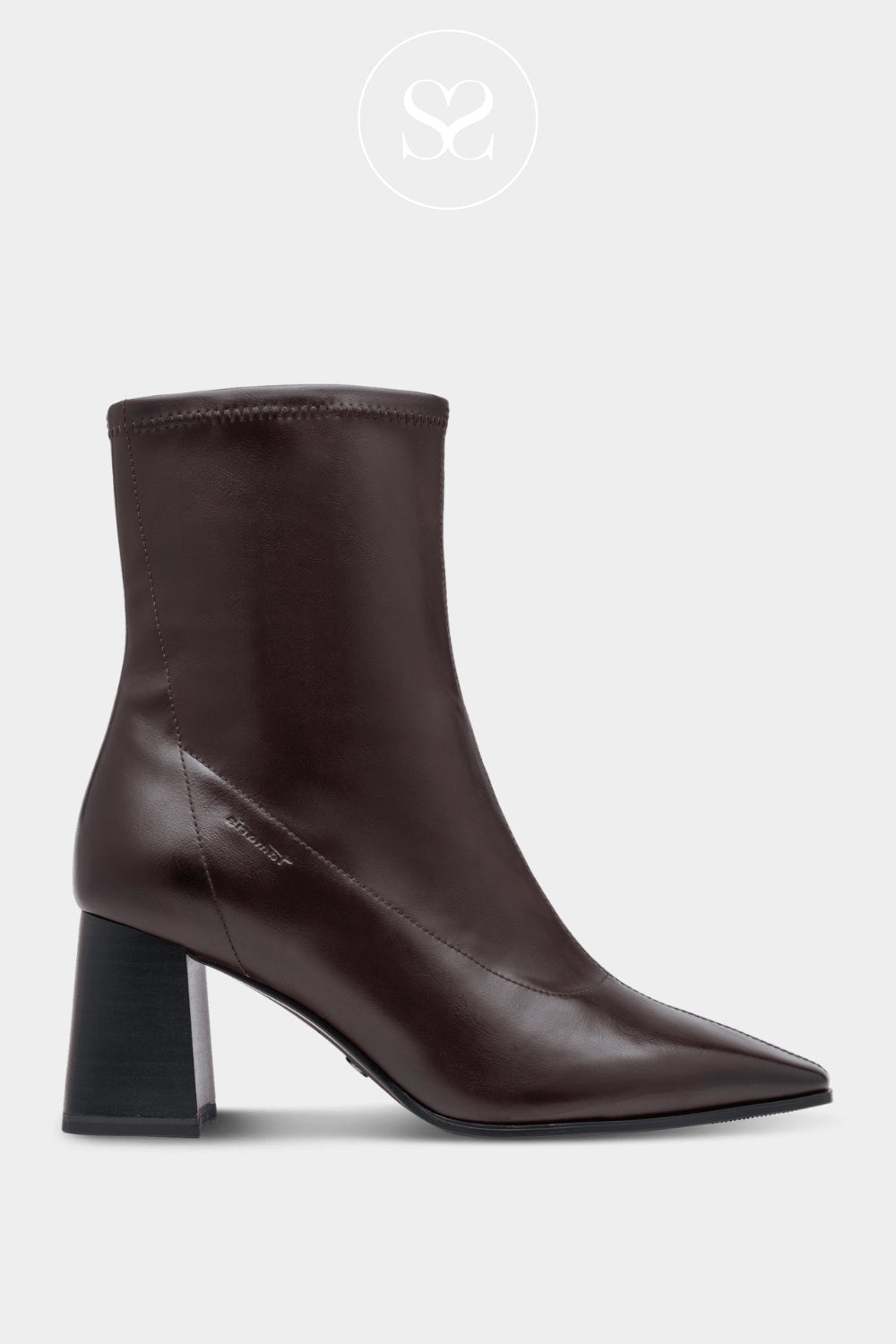Tamaris Chocolate Brown Leather Pointed Toe Ankle Boots — 1-25394 Ireland