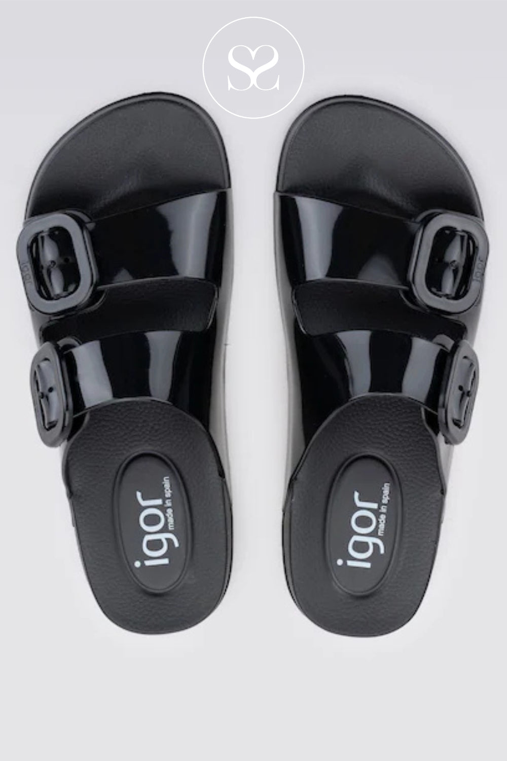 Igor Black Chunky Slider Sandals - Habana Brillo