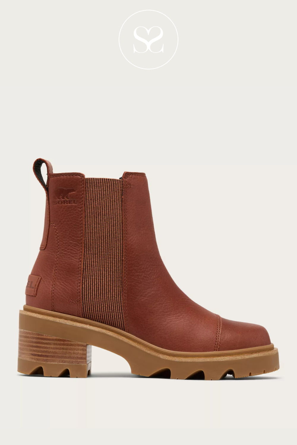 Comfortable Tan Waterproof Heeled Chelsea Boots - Sorel Joan Now