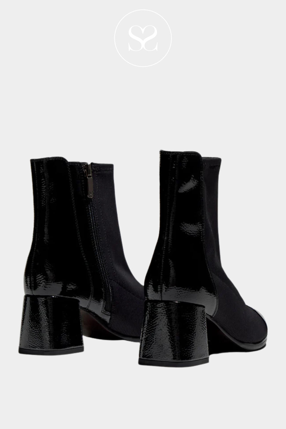 Regarde Le Ciel block heel boot with side zip and stetch fabric