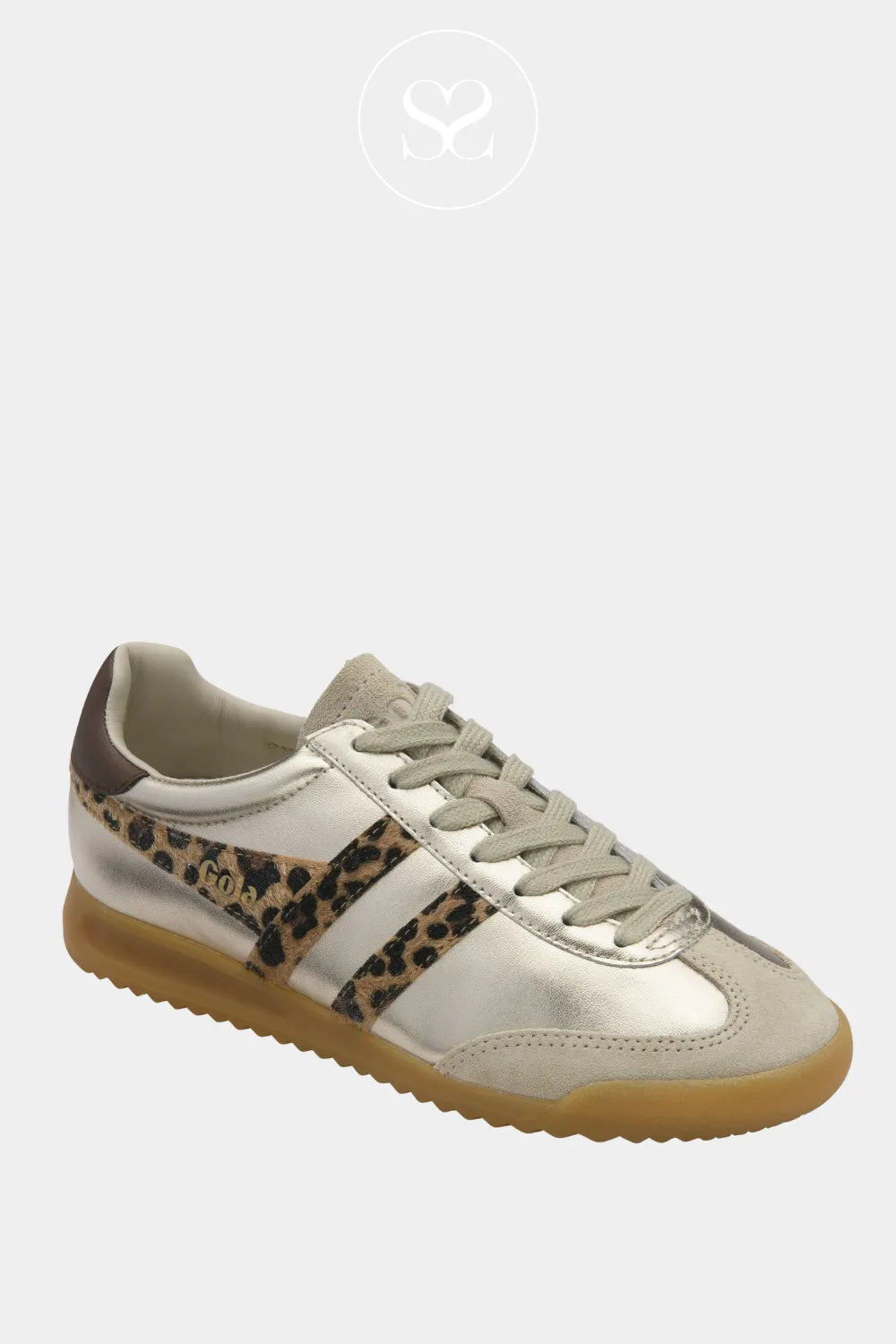 GOLA Gold Retro Trainers - Torpedo Glimmer Safari Chic gold metallic upper that adds instant shine and polish.
