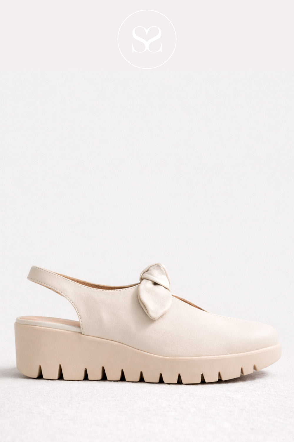 Wonders Off-White Wedge Slingback Shoe C-33315