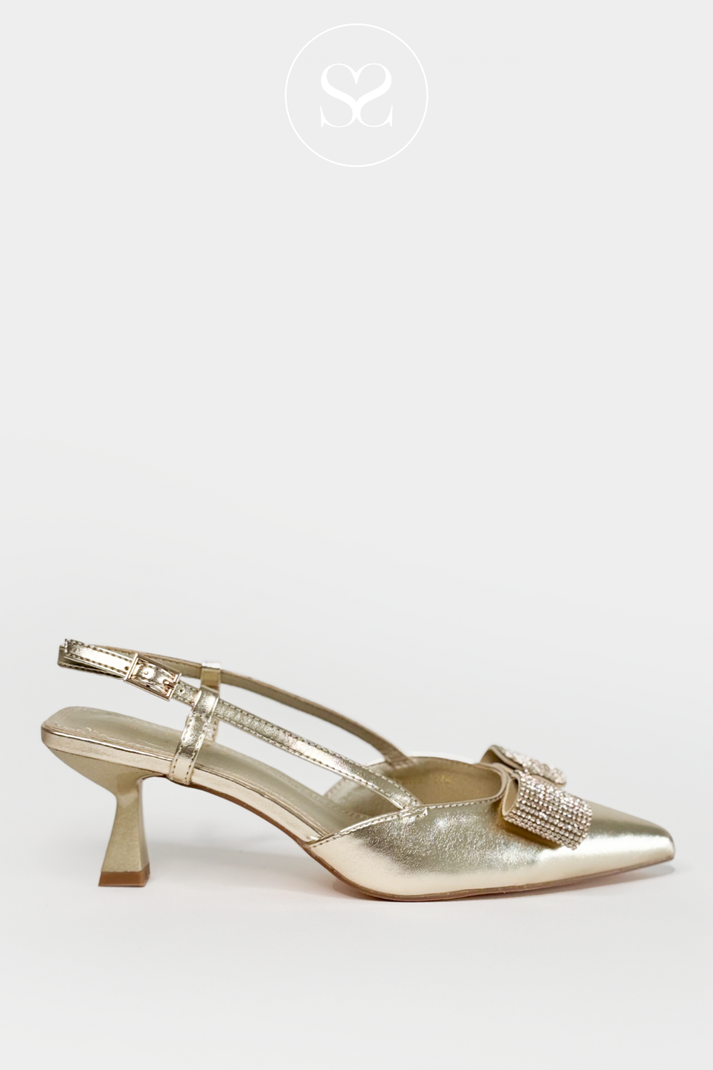 SORENTO WRIGHTS GOLD FAUX LEATHER SLINGBACK SHOES