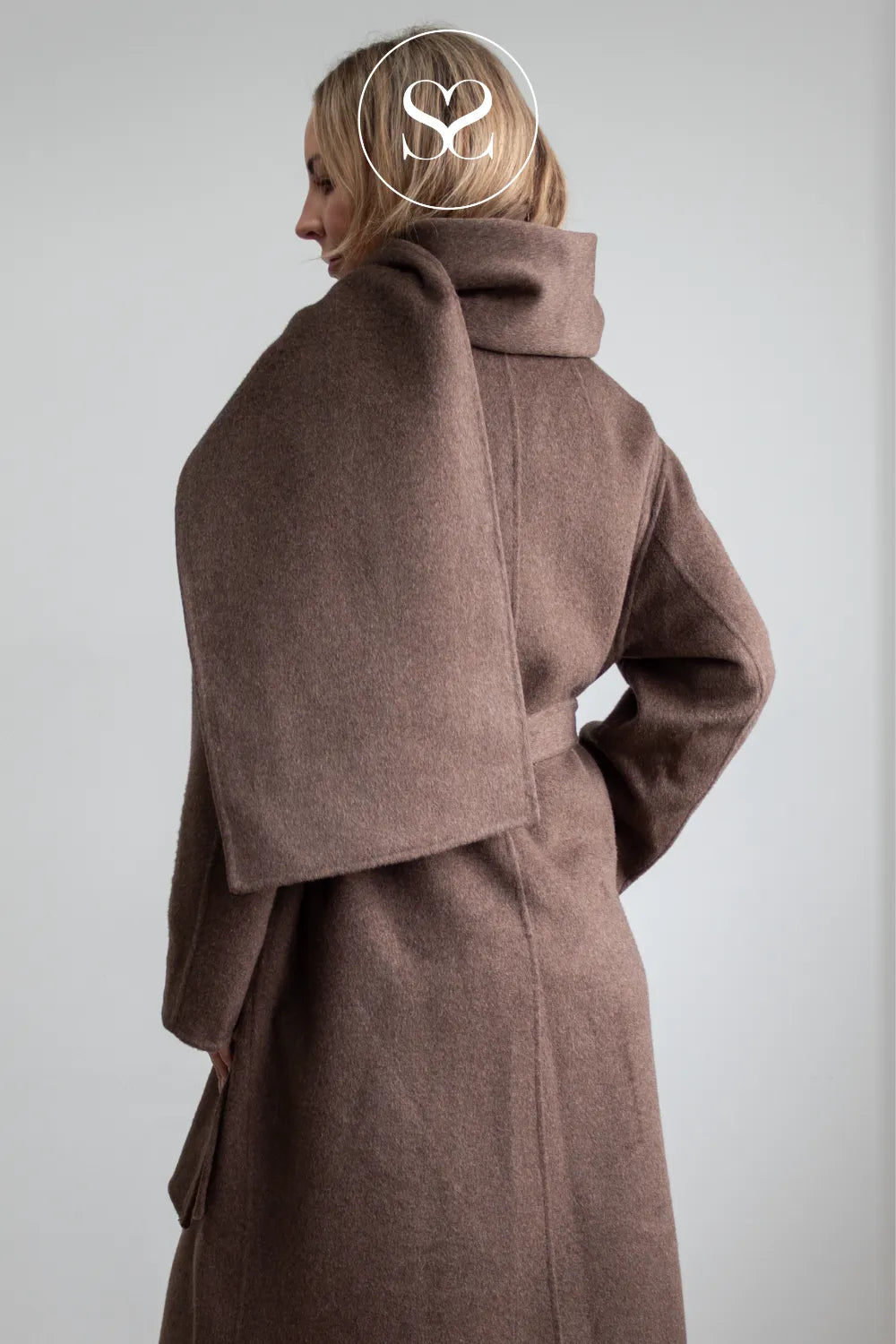Brown Wool Longline Coat- Celia