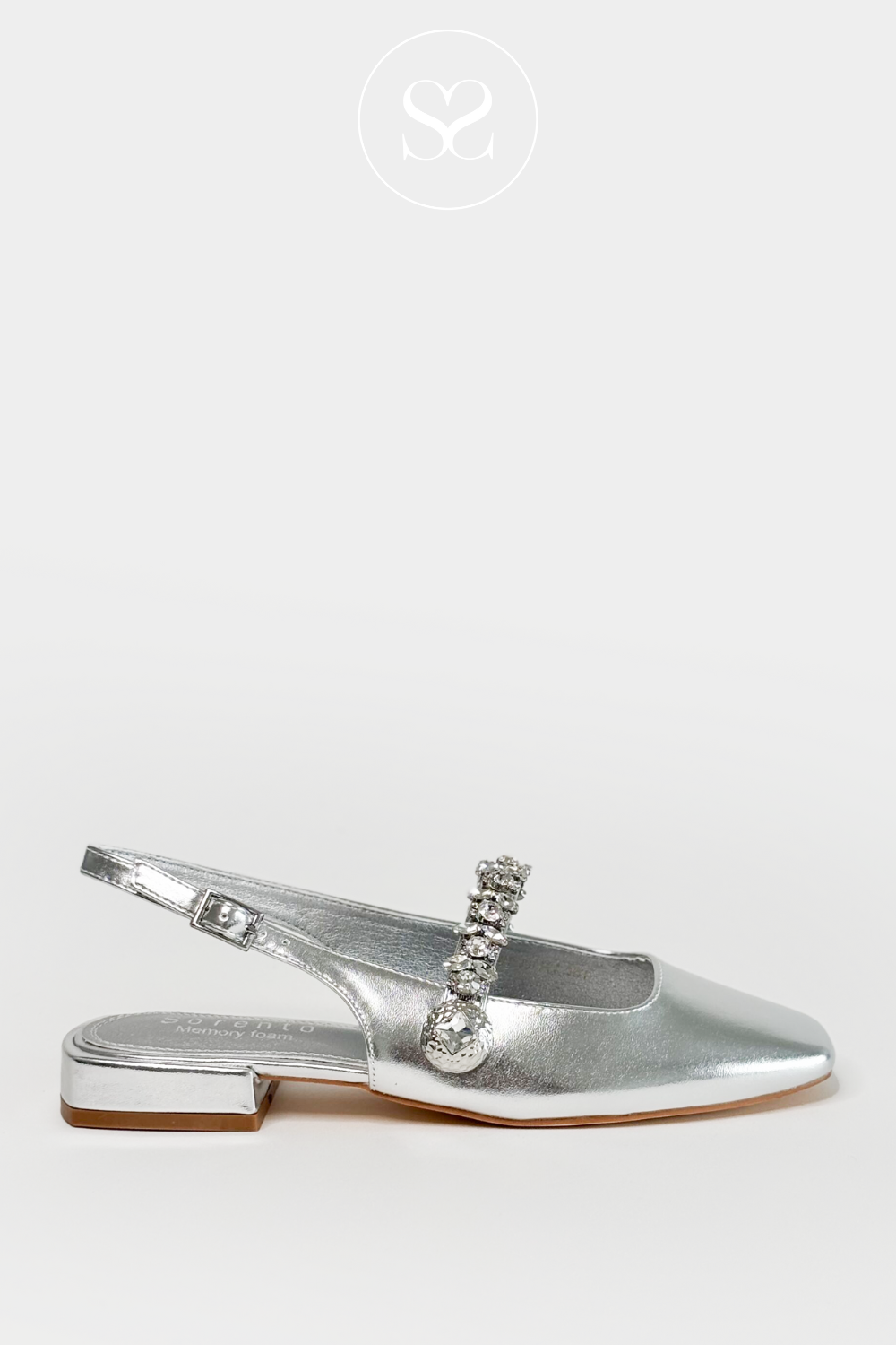 SORENTO MOUNT JULIET SILVER BLOCK HEEL ARY-JANE SHOES