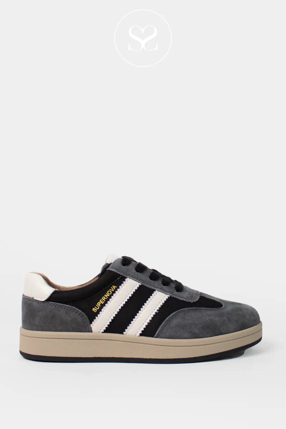 DRILLEYS GREY (MIDNIGHT SKY) FLATFORM TRAINERS - FORTY ONE