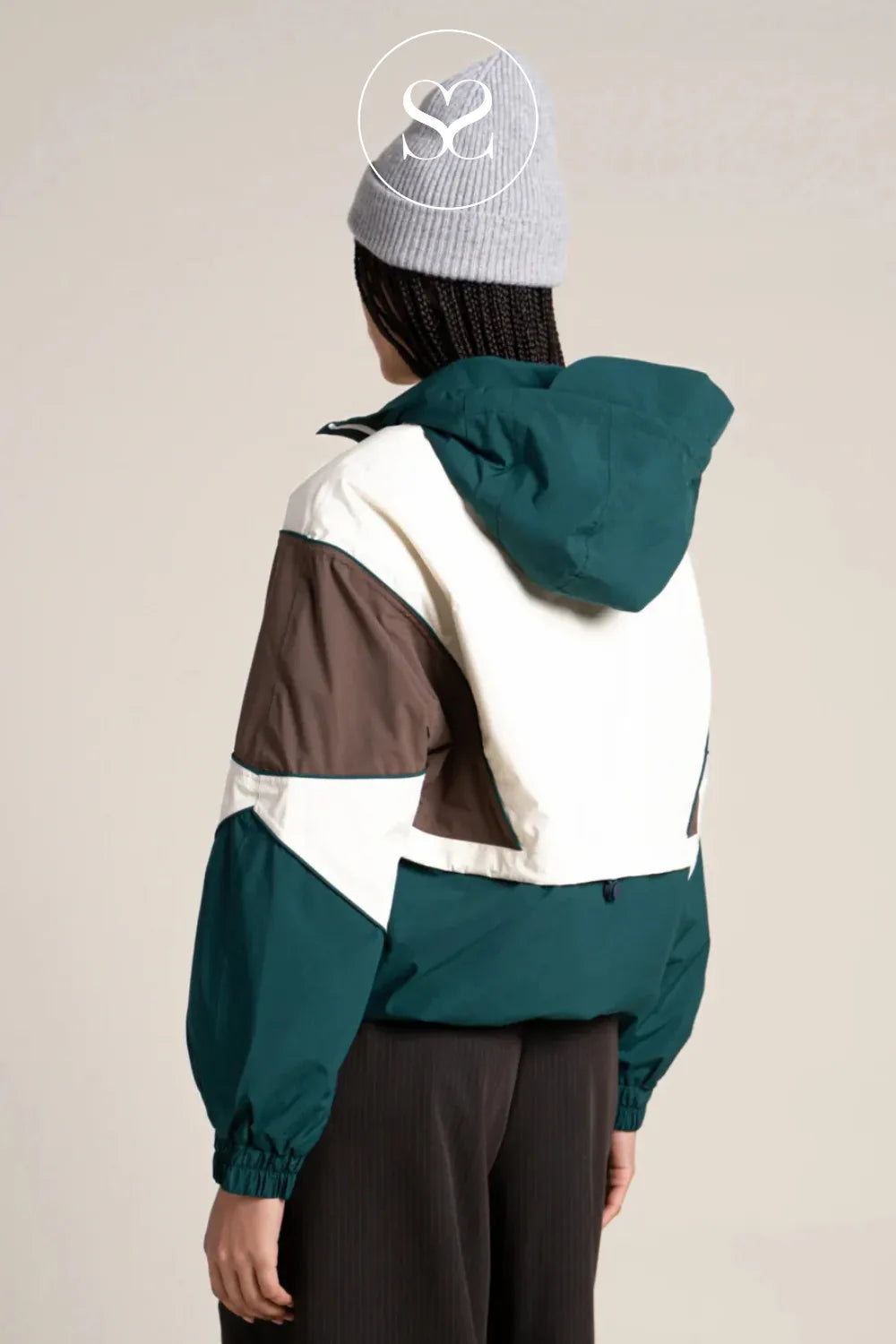 Flotte Brown, Green & Cream Waterproof Jacket for Women - Saint Martin