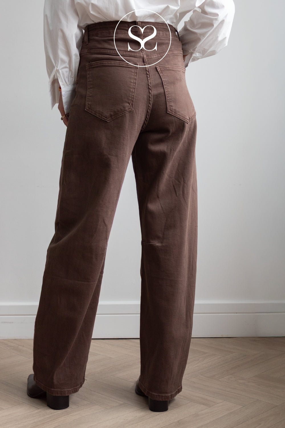 Brown Full Length Jeans — Rear View