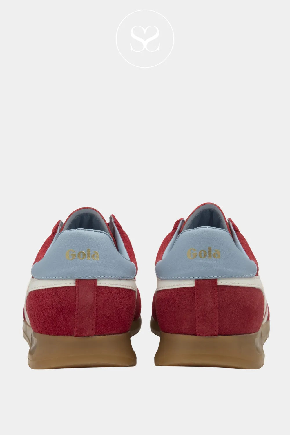 GOLA TORPEDO RED AND WHITE SPORTY STYLE SNEAKERS WITH SIGNATURE GOLD GOLA DETAIL ON HEEL
