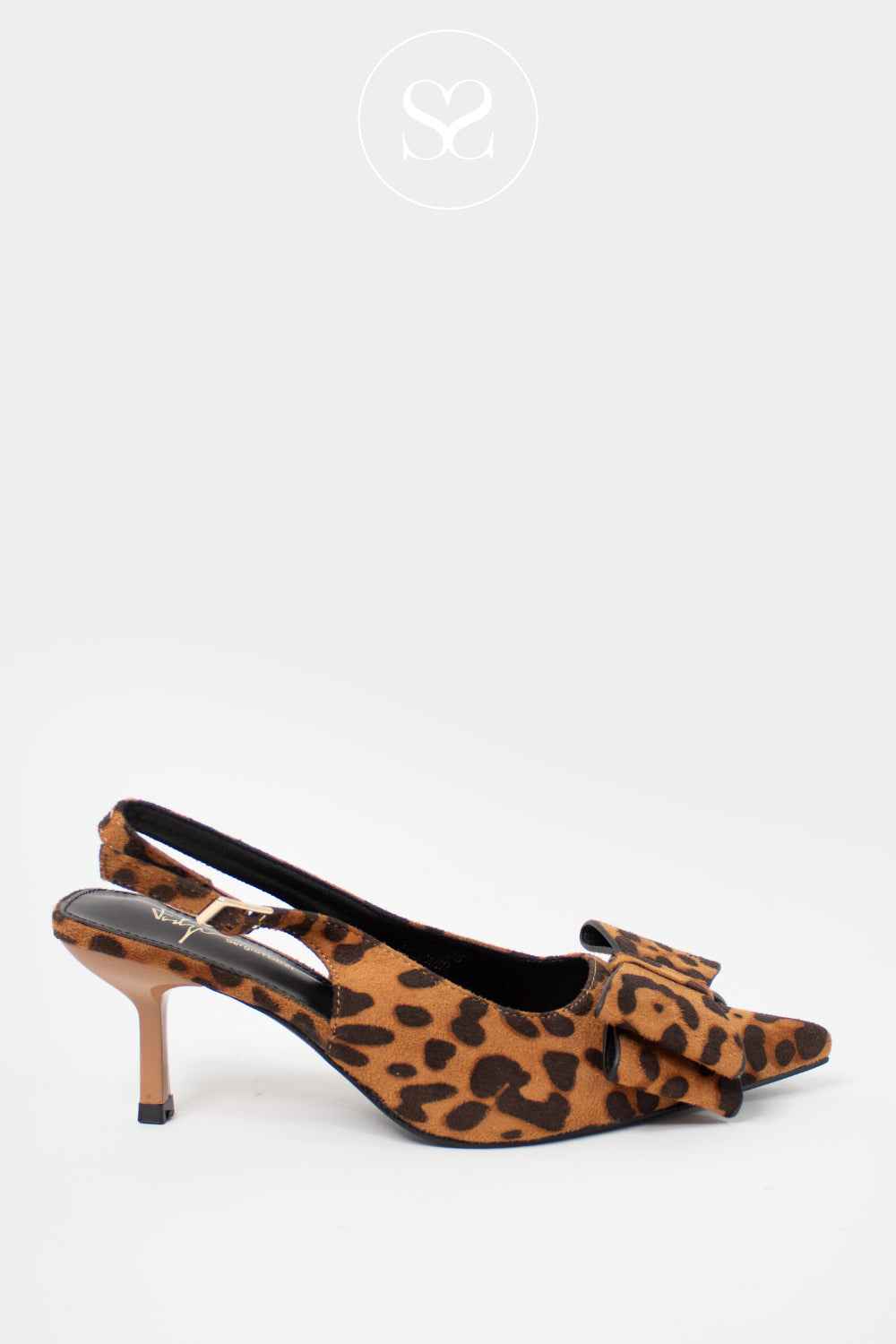 LEOPARD PRINT POINTED TOE SLINGBACK KITTEN HEEL - 88114
