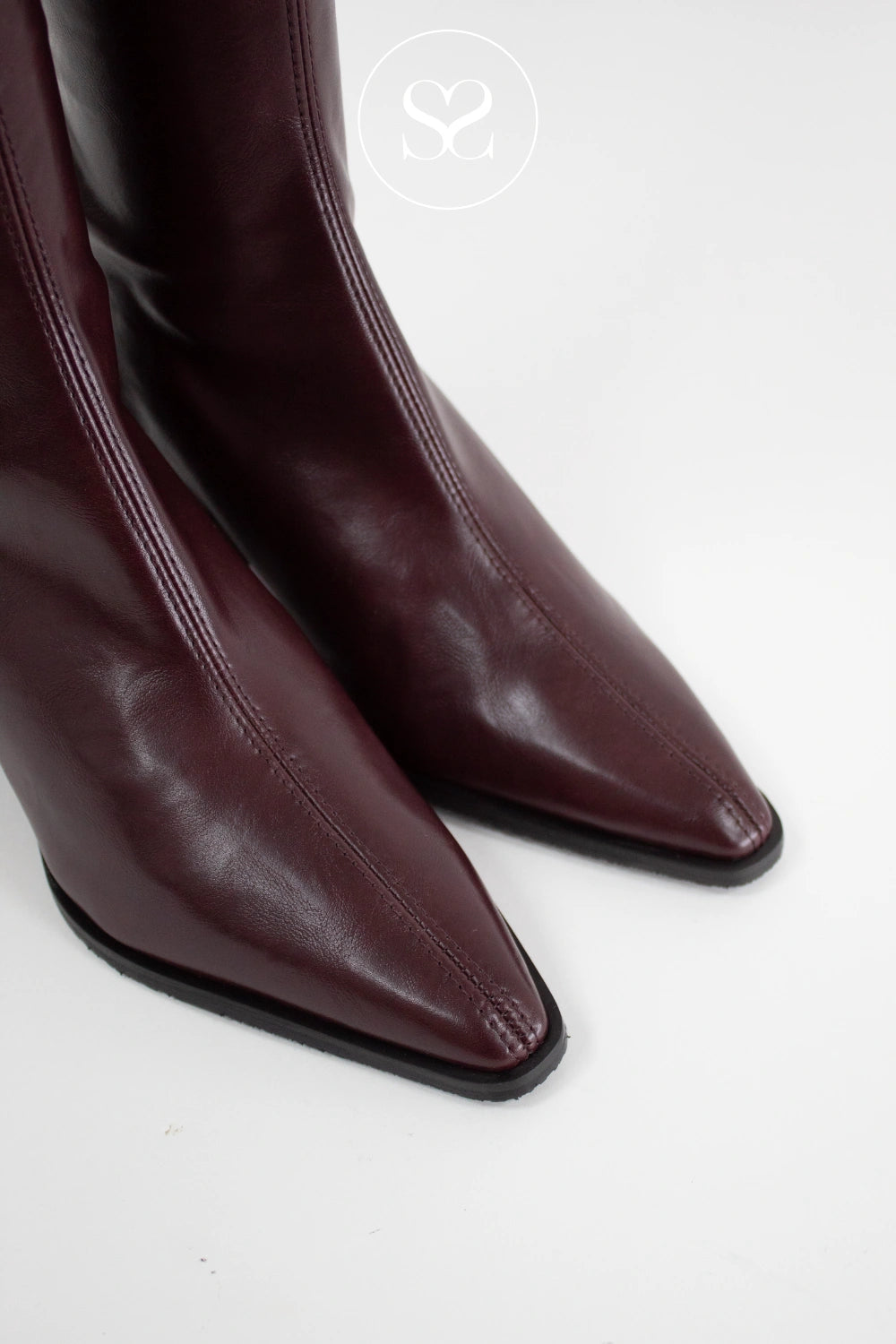 *** MISS ELASTIC BURGUNDY KNEE HIGH SOCK BOOTS - 78150
